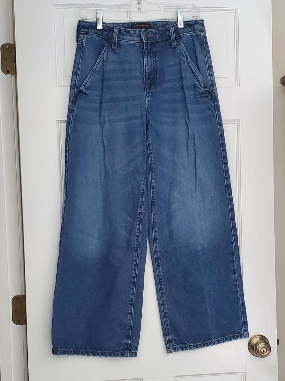 Banana Republic High Rise Trouser Wide Leg Blue Jeans 28/6 petite